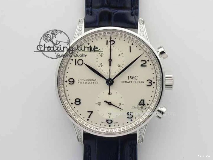 MIROTIME 0705 Portuguese IW3714 Diam ZF V2 1:1 Best Edition White Dial Blue Makers On Blue Leather Strap A79350 (Slim Movement) Stylish 7248